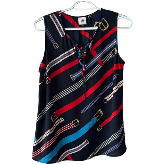 CAbi Tops - Cabi 5736 Hold Up Faye Sleeveless Winding Belt Small Equestrian Blouse Top Small